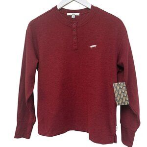 VANS Henley Tee Womens XS Burgundy Red Long Sleeve Cotton Blend Skateboard NWT